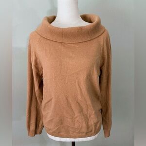 SAKS FIFTH AVENUE Tan Cowl Neck Sweater Cashmere Size XL